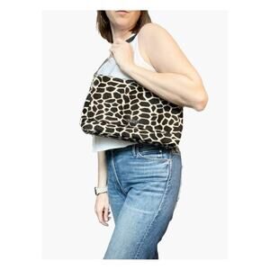 Vintage 90s Kate Spade New York Giraffe Print Shoulder Bag Purse Cream Black